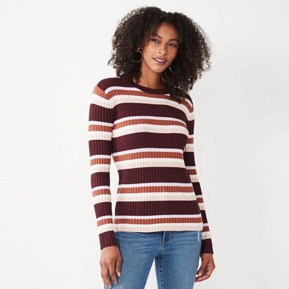 Nine West Size S Striped Ribbed Crew Neck Sweater, Excellent Used Condition - Picture 1 of 12